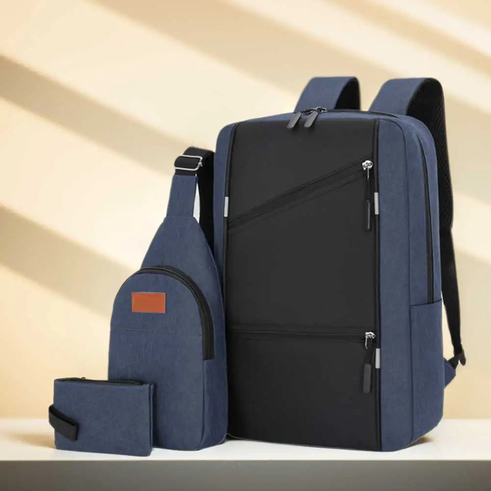 3-Piece Casual Bag Set | Versatile Laptop Backpack & Pouches