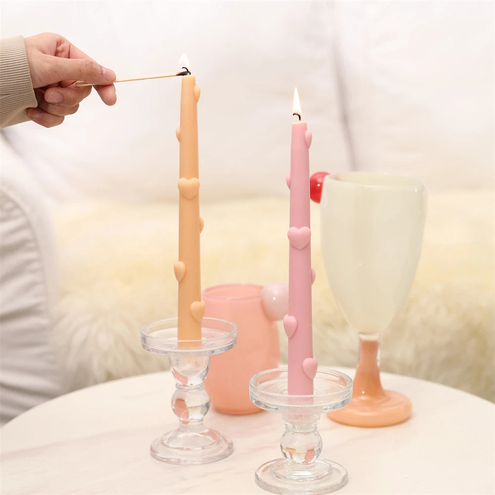 Silicone Bow and Heart Taper Candle Mold for Homemade Decor