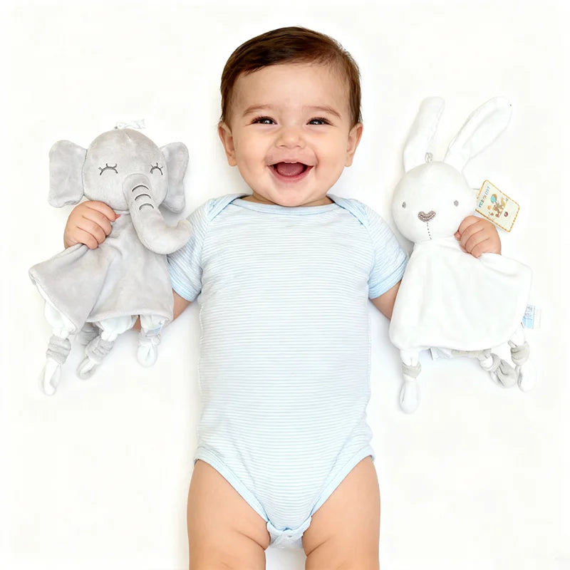 Cute Elephant Plush Teether Rattle for Newborns | Soft Blanket Toy