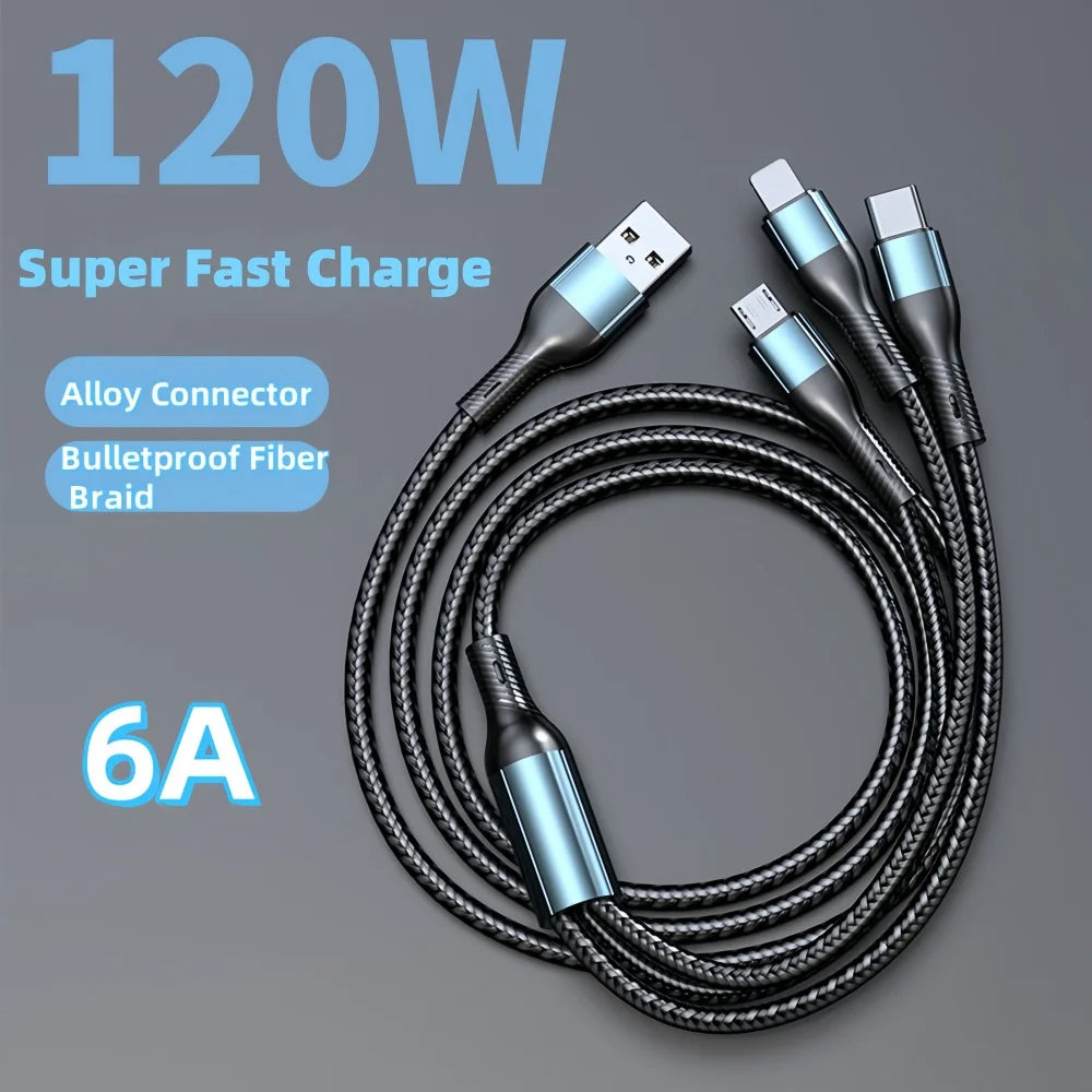 3 in 1 USB Type C Charging Cable | Fast Charge for All Devices