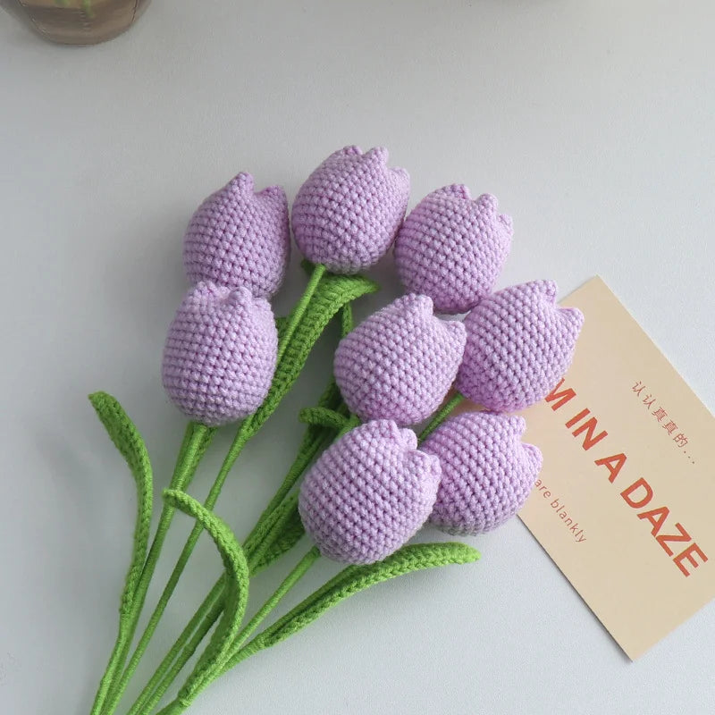 Hand Woven Crocheted Tulip Bouquets | Elegant Room Decor Gifts
