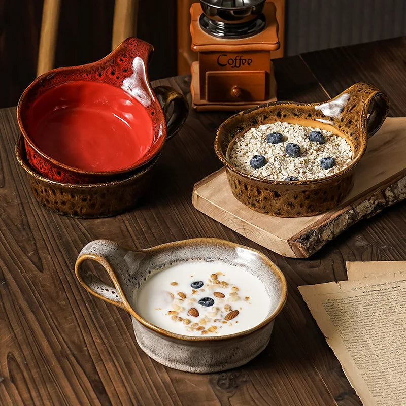 Ensaladera Vintage con Estampado de Leopardo | Elegante Copa de Postre de Cerámica