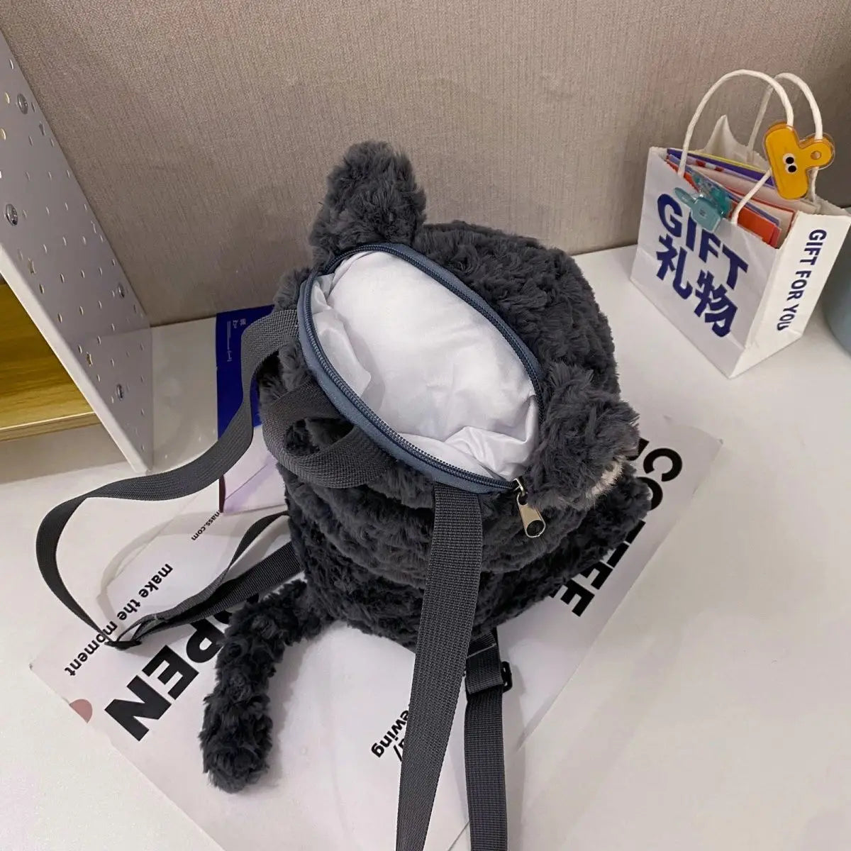 Cute Black Cat Plush Backpack | Adorable Kawaii Knapsack for All