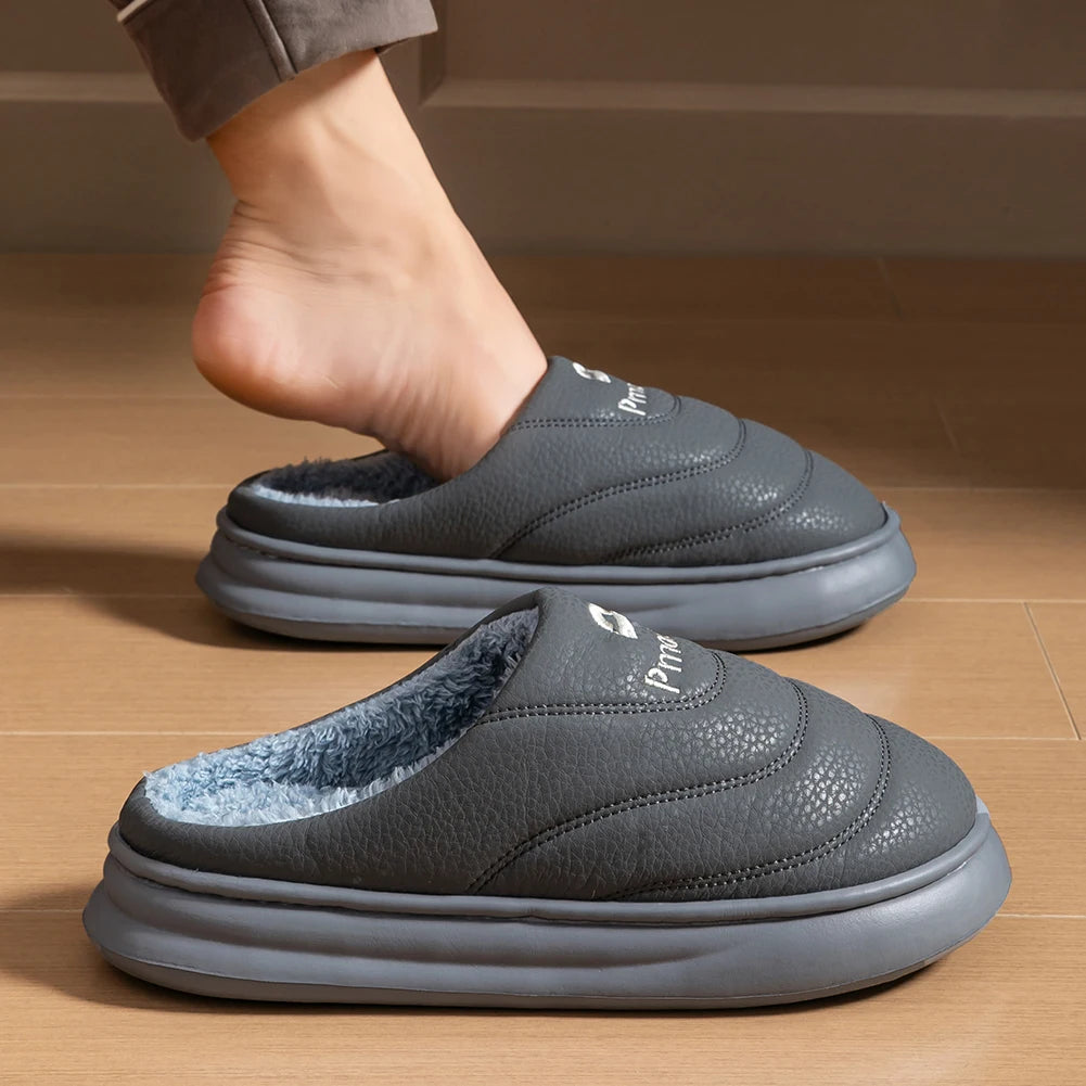 Men's Warm Memory Foam Plush Slippers | Cozy Winter House Shoes