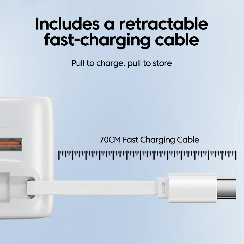 USB Type C Phone Charger with Retractable Cable for Fast Charging