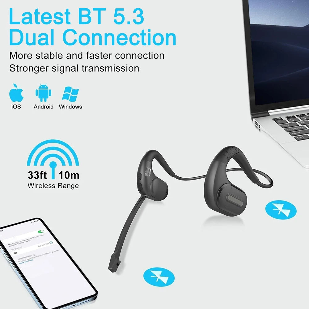 Bluetooth 5.3 Waterproof Open Ear Sports Headphones | Wireless Comfort
