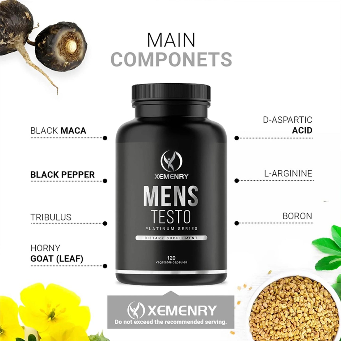 Men's Supplements for Energy and Muscle Growth | 120 Capsules