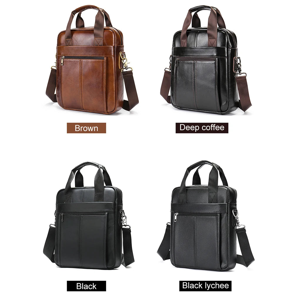 Bolso bandolera de cuero genuino para hombre | Elegante maletín para portátil