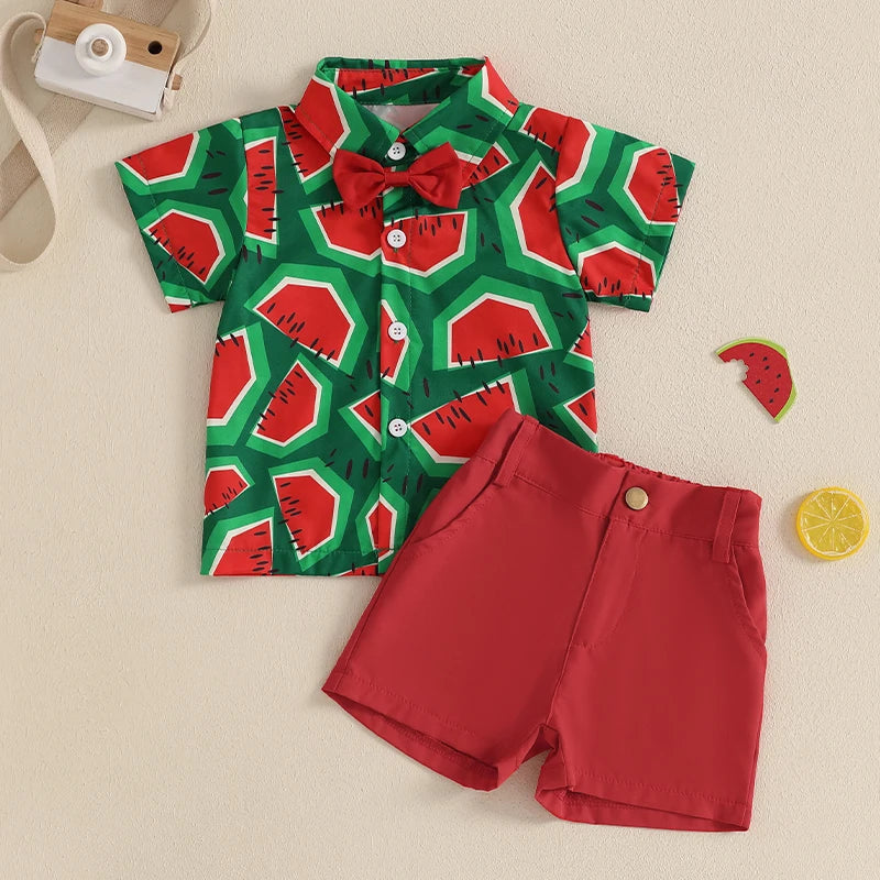Toddler Summer Outfit Set with Watermelon Pattern | Cute Boys Clothes