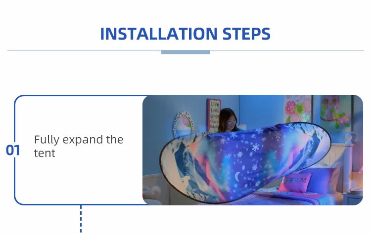 Dream Tent with Light Show for Kids | Foldable Bed Tent