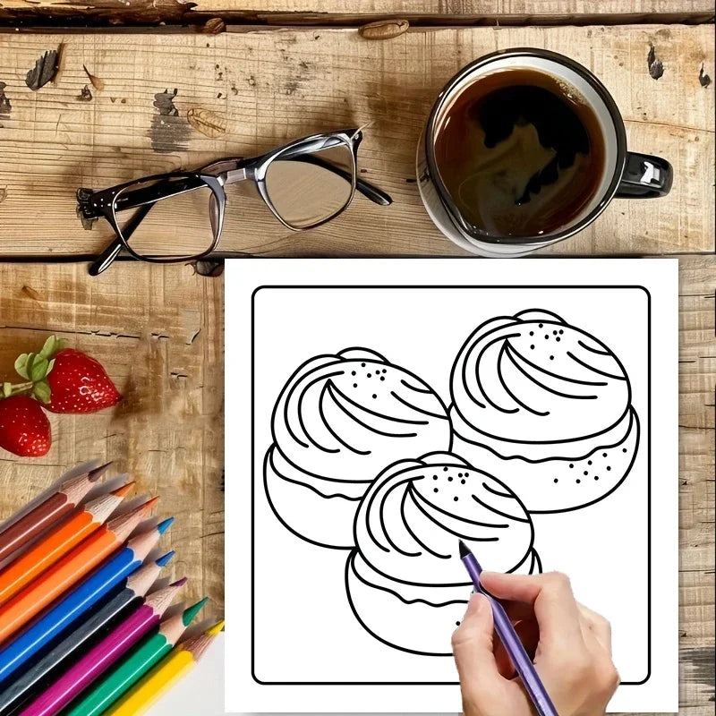 Easy Dessert Coloring Book for Adults | Stress Relief & Fun