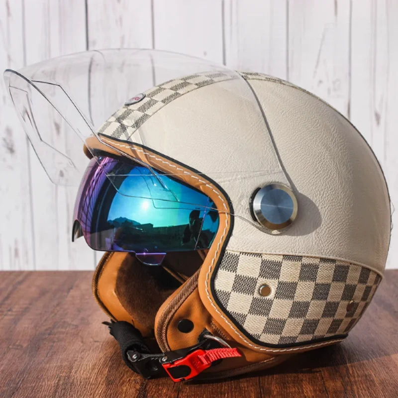 Retro Open Face Motorbike Helmet | Vintage Helmet for Riders