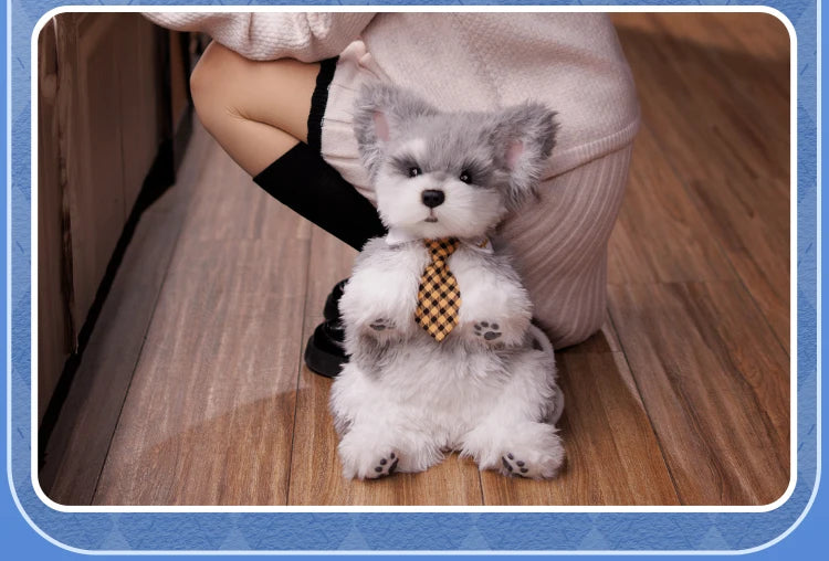 Trendy Cartoon Schnauzer Plush Backpack | Stylish Women's Bag