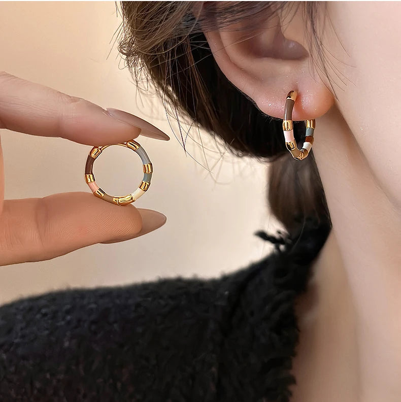 Colorful Enamel Mini Round Earrings | Fashion Jewelry for Women