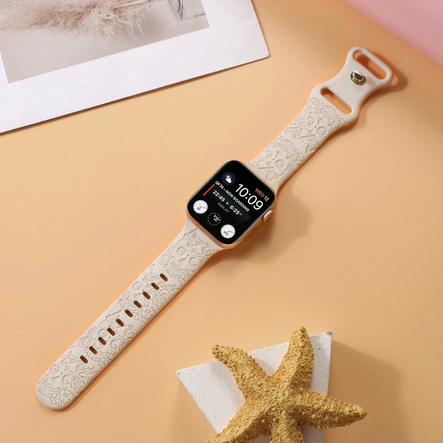 Gothic Skull Engraved Silicone Strap for Smartwatches