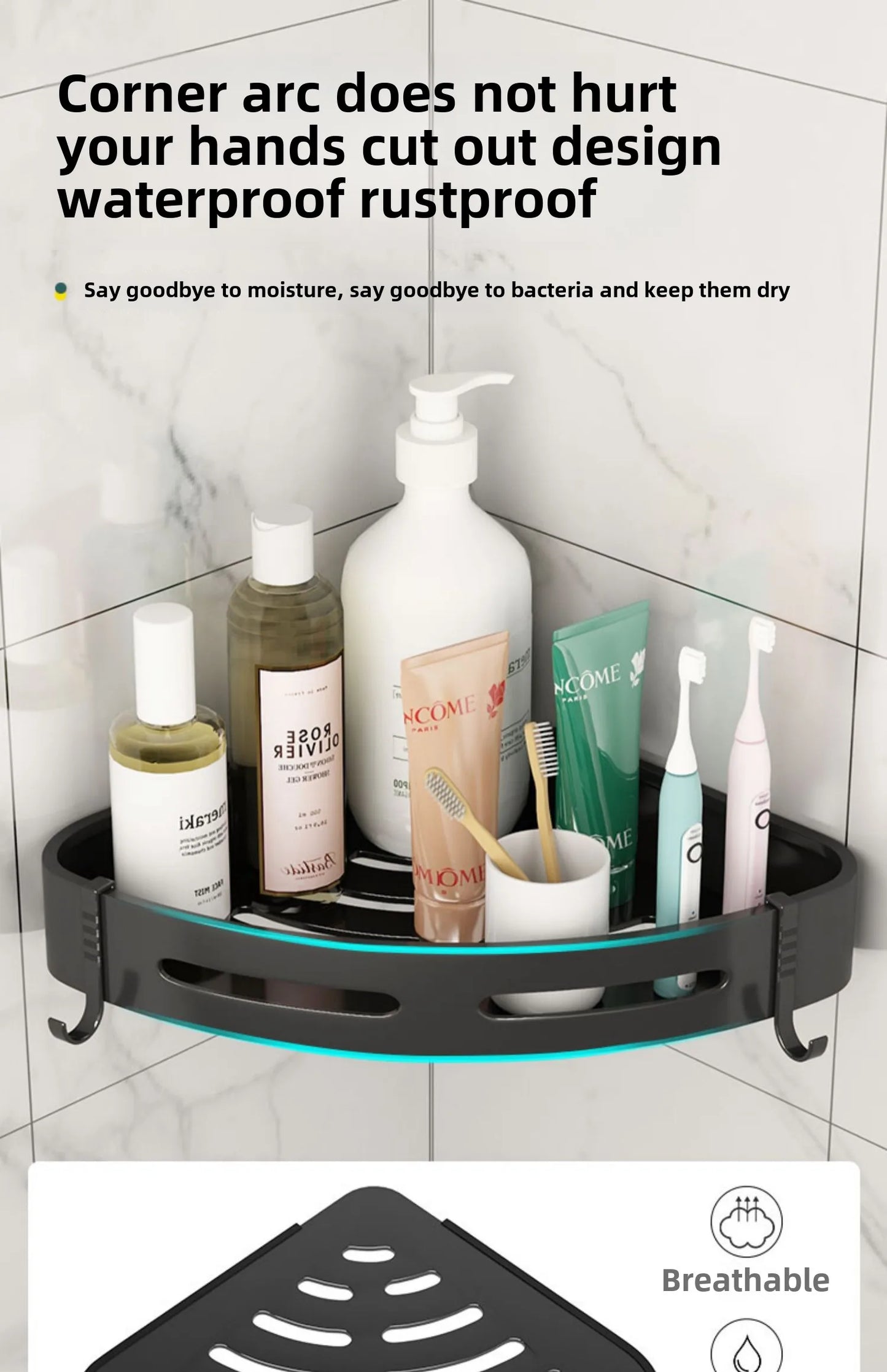 No Drill Shower Shelf | Strong Adhesive Bathroom Organizer