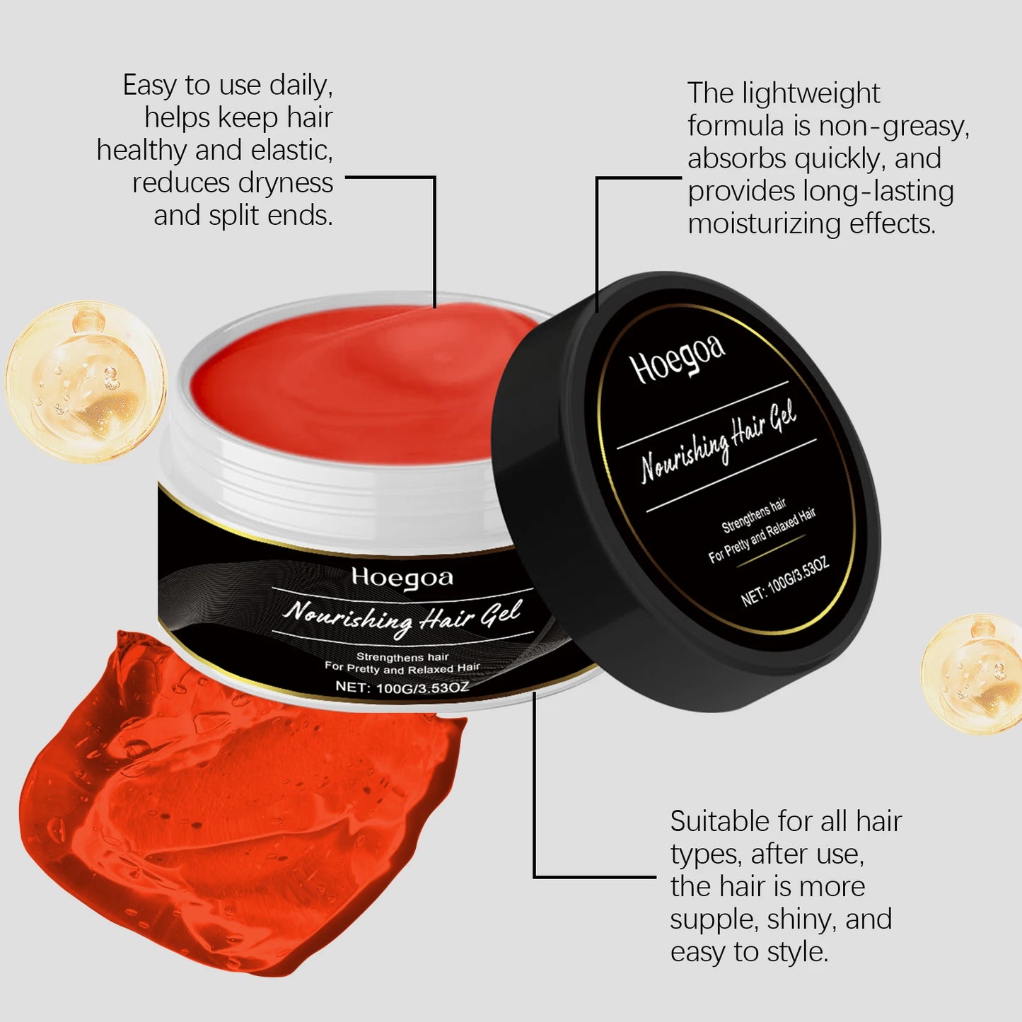 Moisturizing Hair Gel for Dry & Frizzy Hair | Lightweight & Smooth
