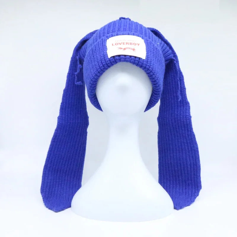 Unisex Long Fox Ears Knitted Beanie | Y2K Bunny Rabbit Hat