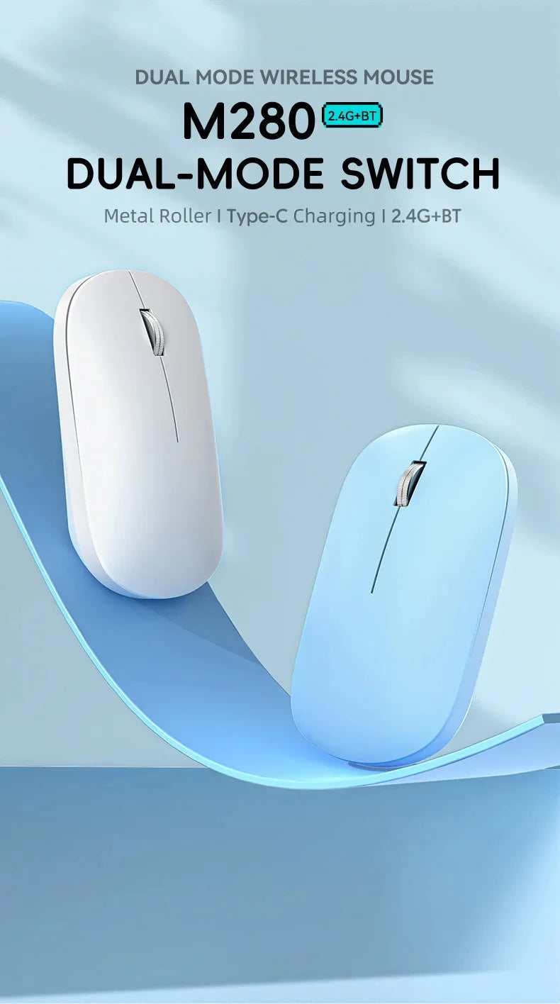 Silent Click Wireless Mouse | Ergonomic Portable Rechargeable Device