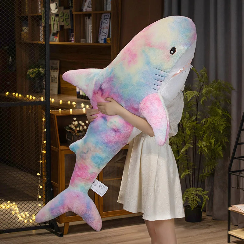 Giant Cute Colorful Shark Plush Toy | Soft Animal Pillow Cushion
