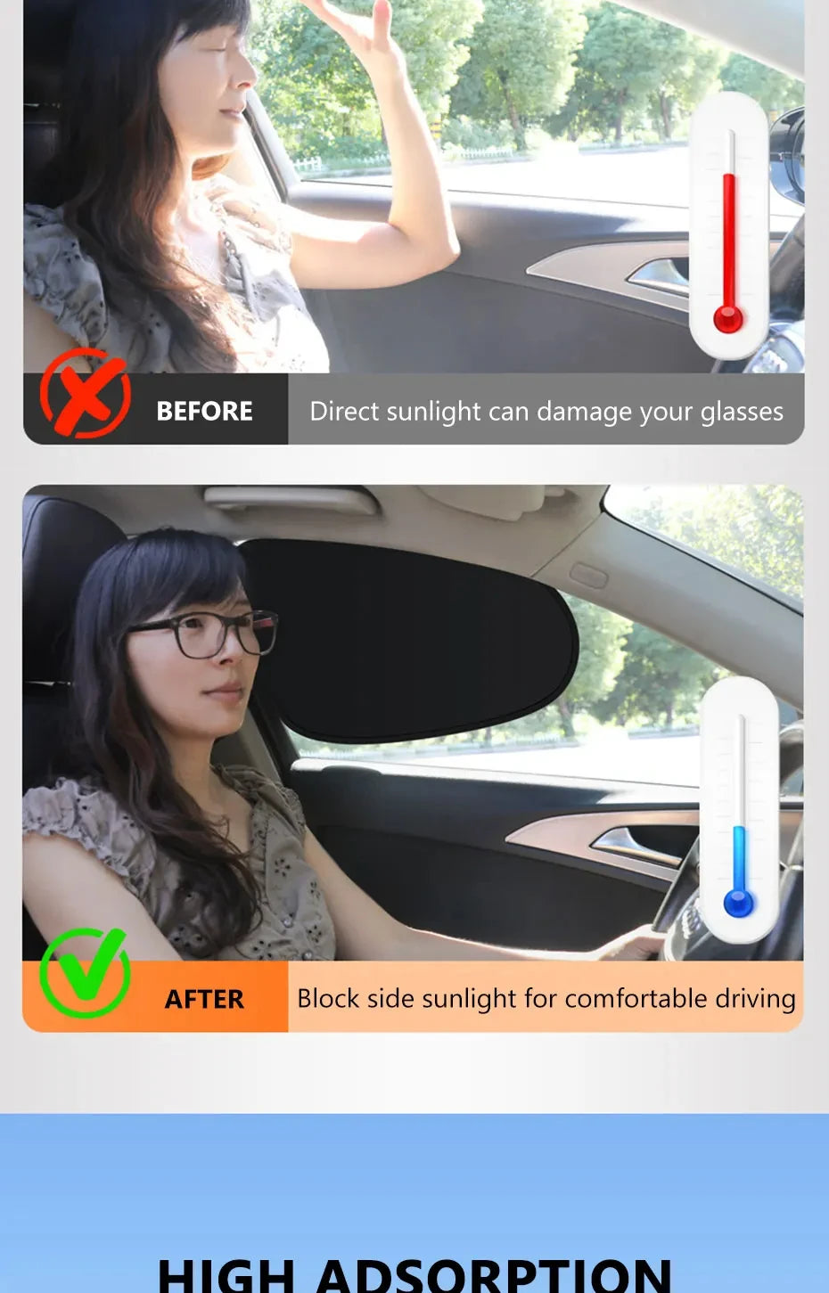 Electrostatic Sun Visor for Car Side Windows | UV Protection Cover