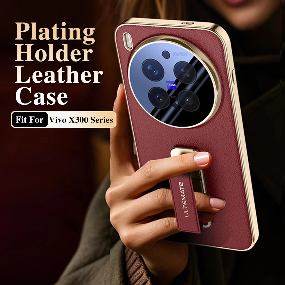 Luxury Leather Back Case with Wristband Holder | Stylish Protection