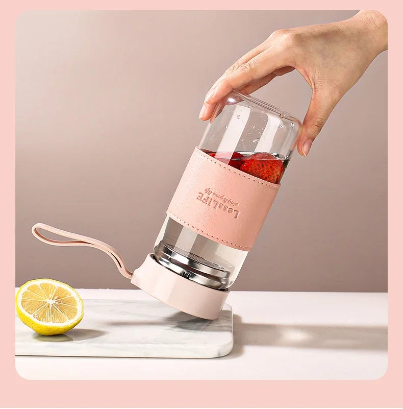 Japanese Style Glass Water Bottle with Tea Infuser | 480ml