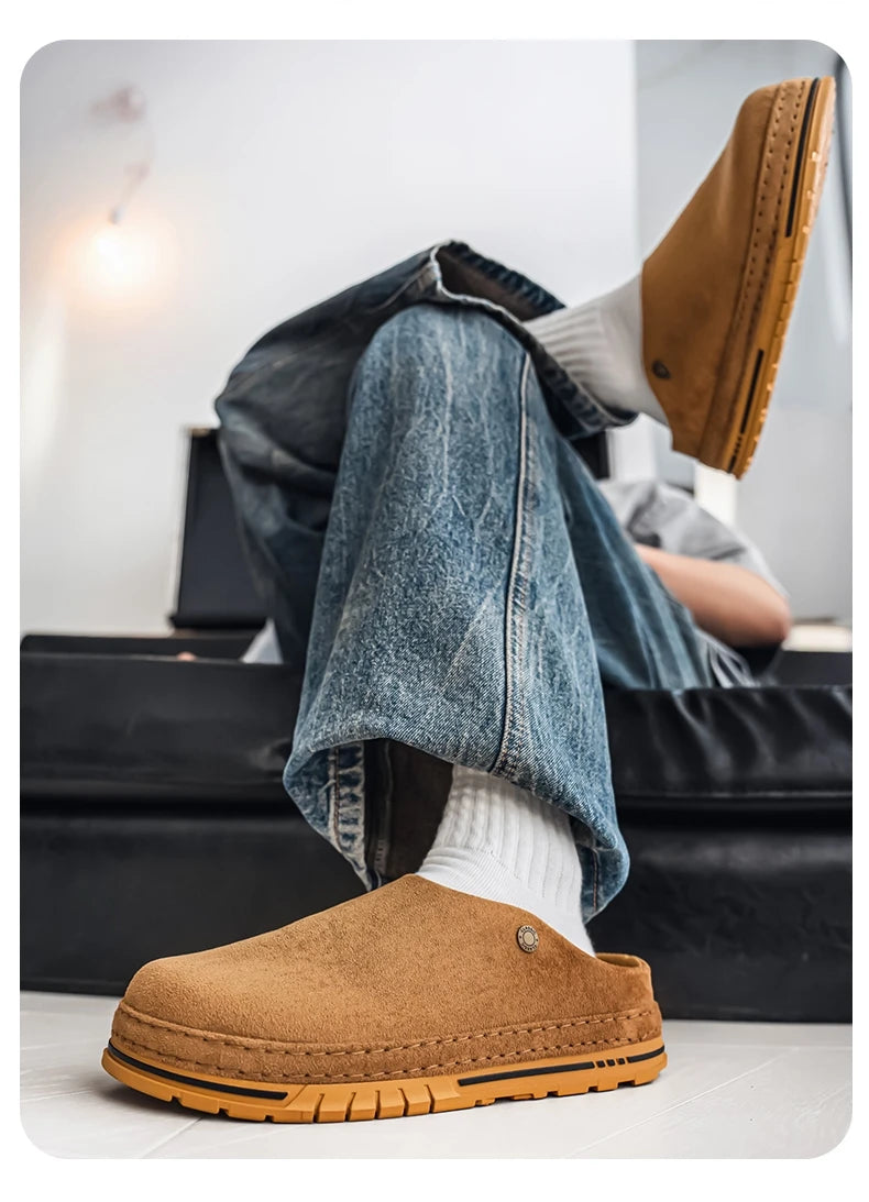 Men's Wide Toe Box Mules | Comfy Slip-On Loafers for Daily Use