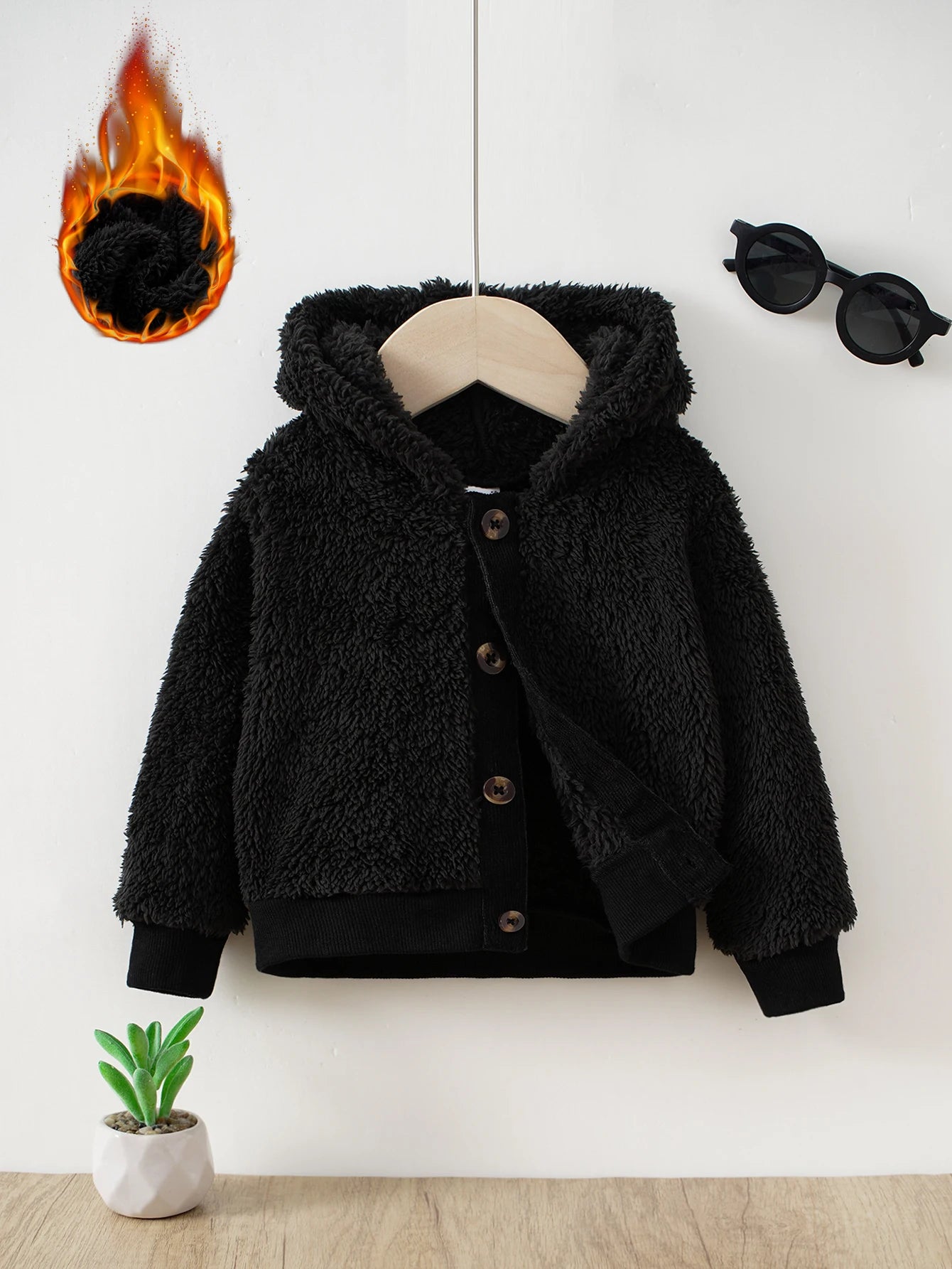 Infant Toddler Hooded Plush Jacket | Trendy Warm Outerwear