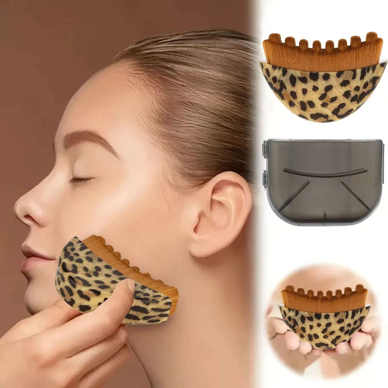 Leopard Lymphatic Contour Face Brush | Facial Drainage Massage Tool