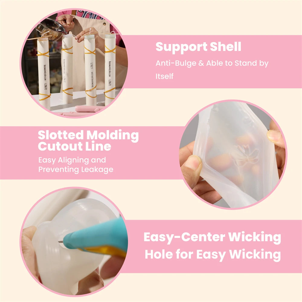 Silicone Bow and Heart Taper Candle Mold for Homemade Decor