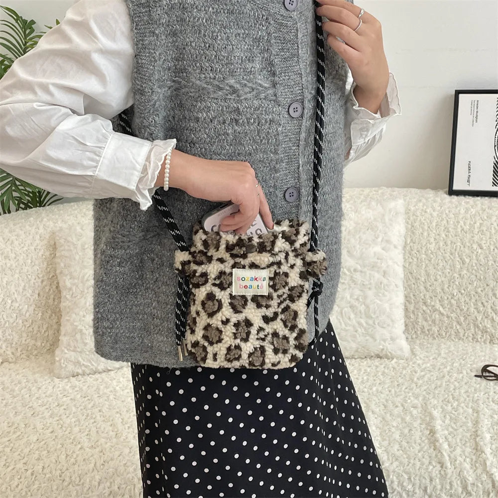 Cute Plush Dot Crossbody Bags for Women | Portable Shoulder Bag