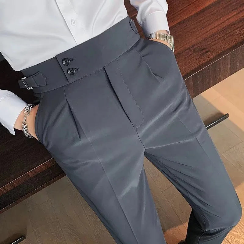 Men's High Waist Slim Fit Suit Pants | Smart Casual Fashion