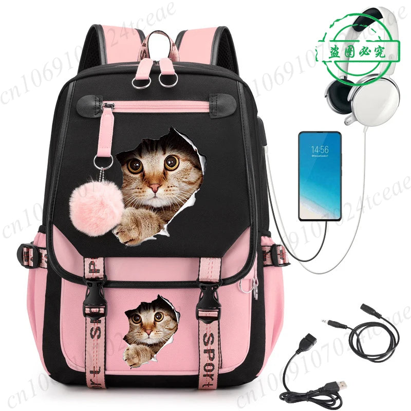 Cute Anime Cat Kawaii Backpack for Girls | Perfect Back to School Bag