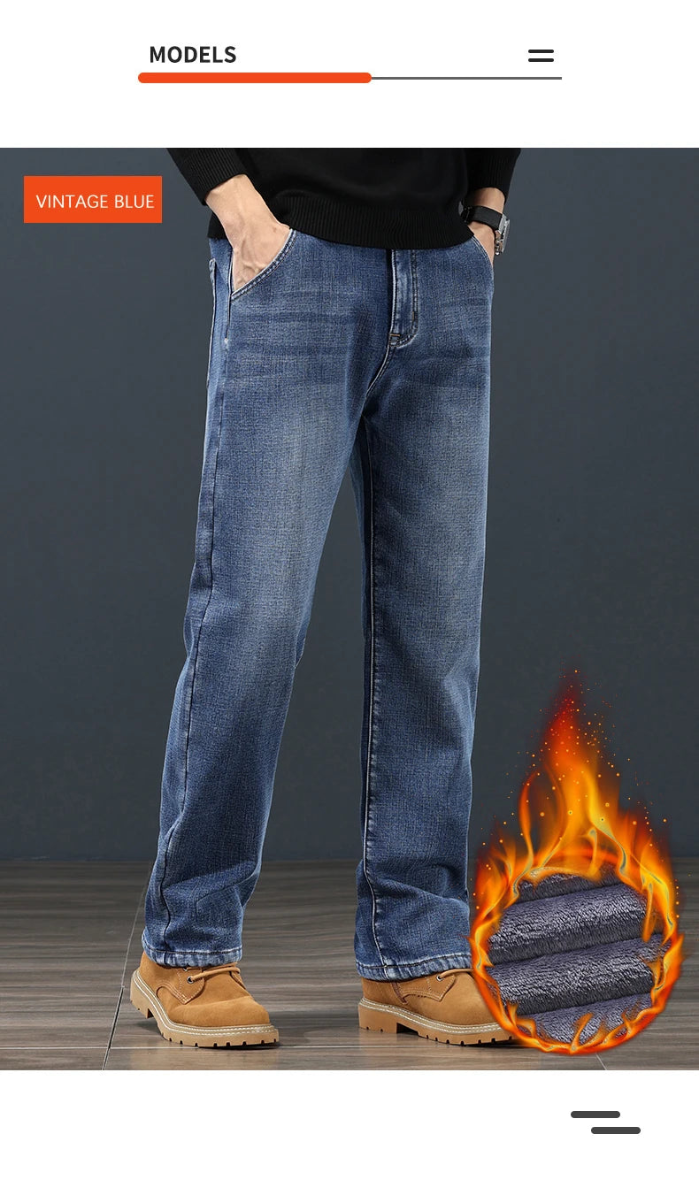 Winter Fleece Men's Jeans | Stylish Warm Denim for Cold Weather