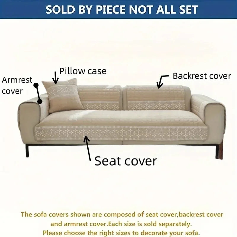 Luxury Pure Cotton Non-Slip Sofa Seat Cover | All Season Comfort
