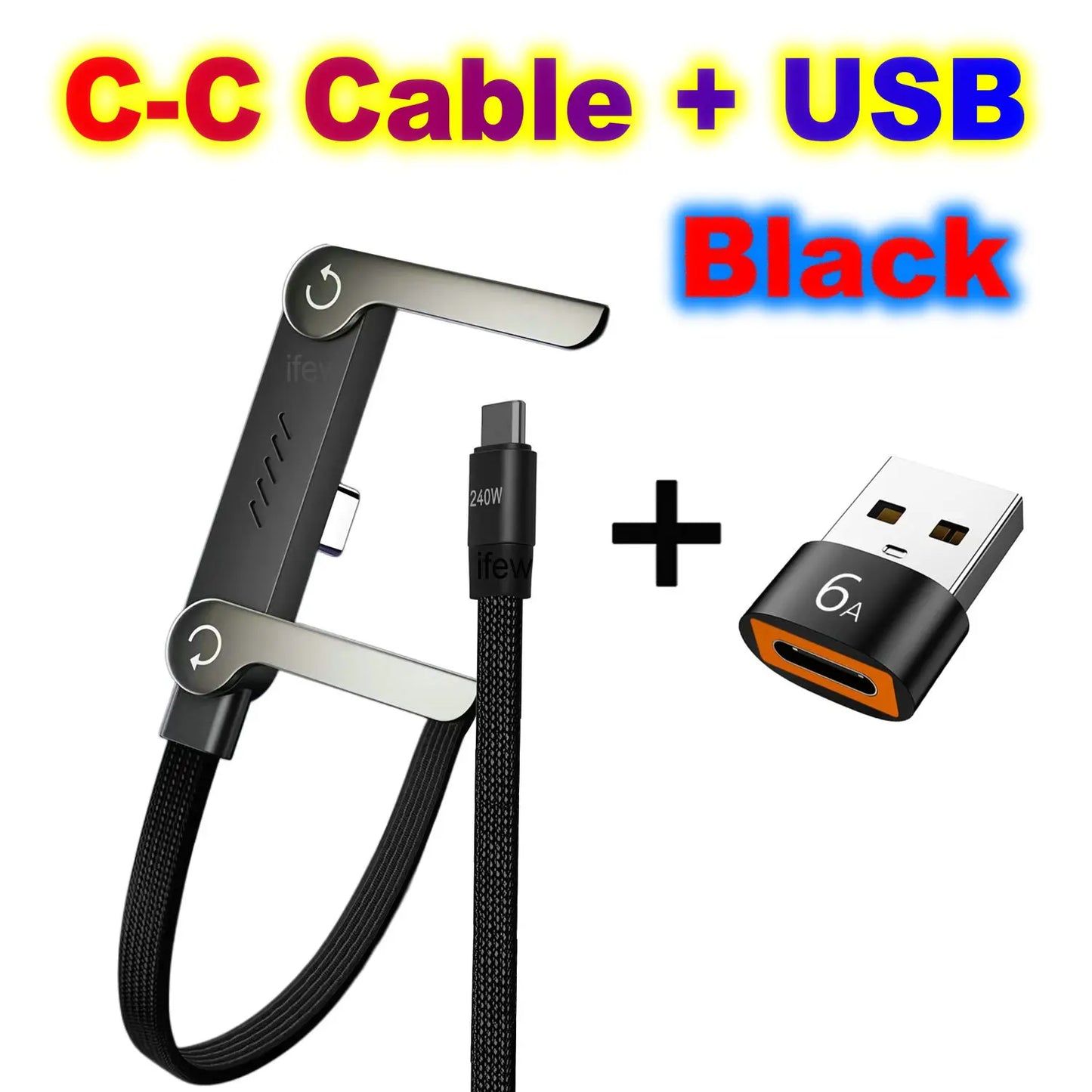 USB Type C Flat Charger Cable with Kickstand | 240W Charging