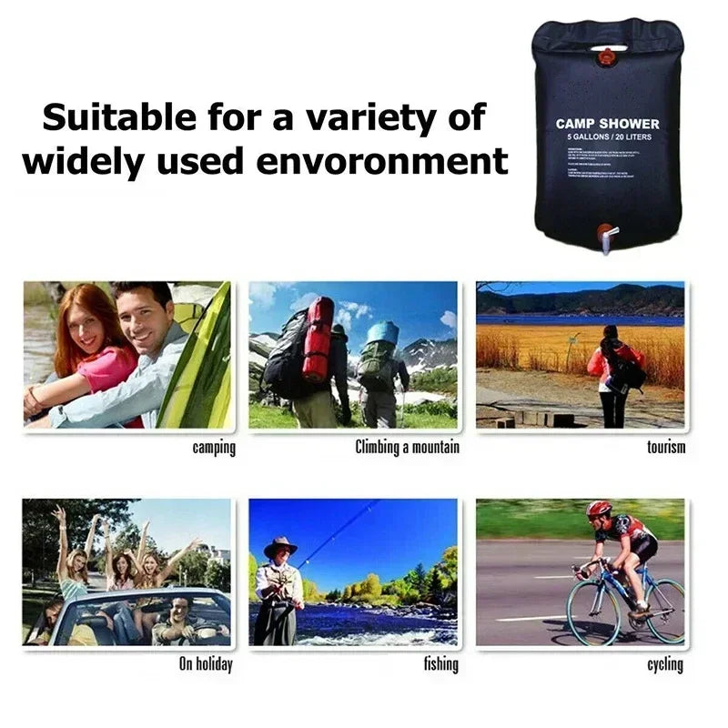 20L Solar Heated Outdoor Shower Bag | Perfect for Camping & Beach