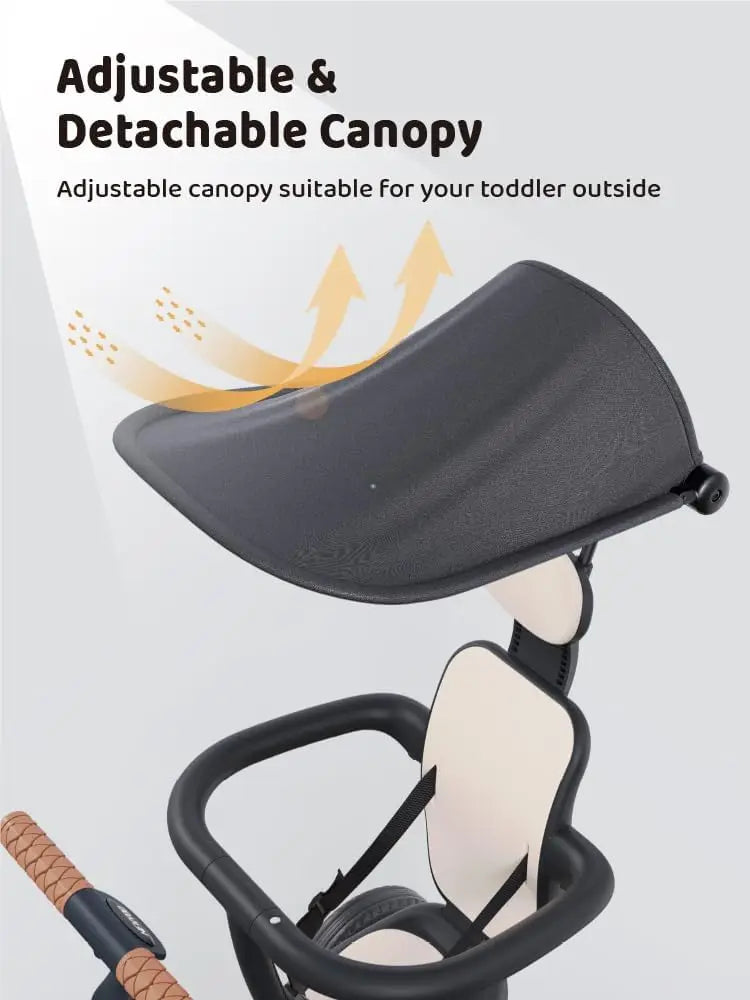 6-in-1 Adjustable Toddler Tricycle with Canopy & Push Handle