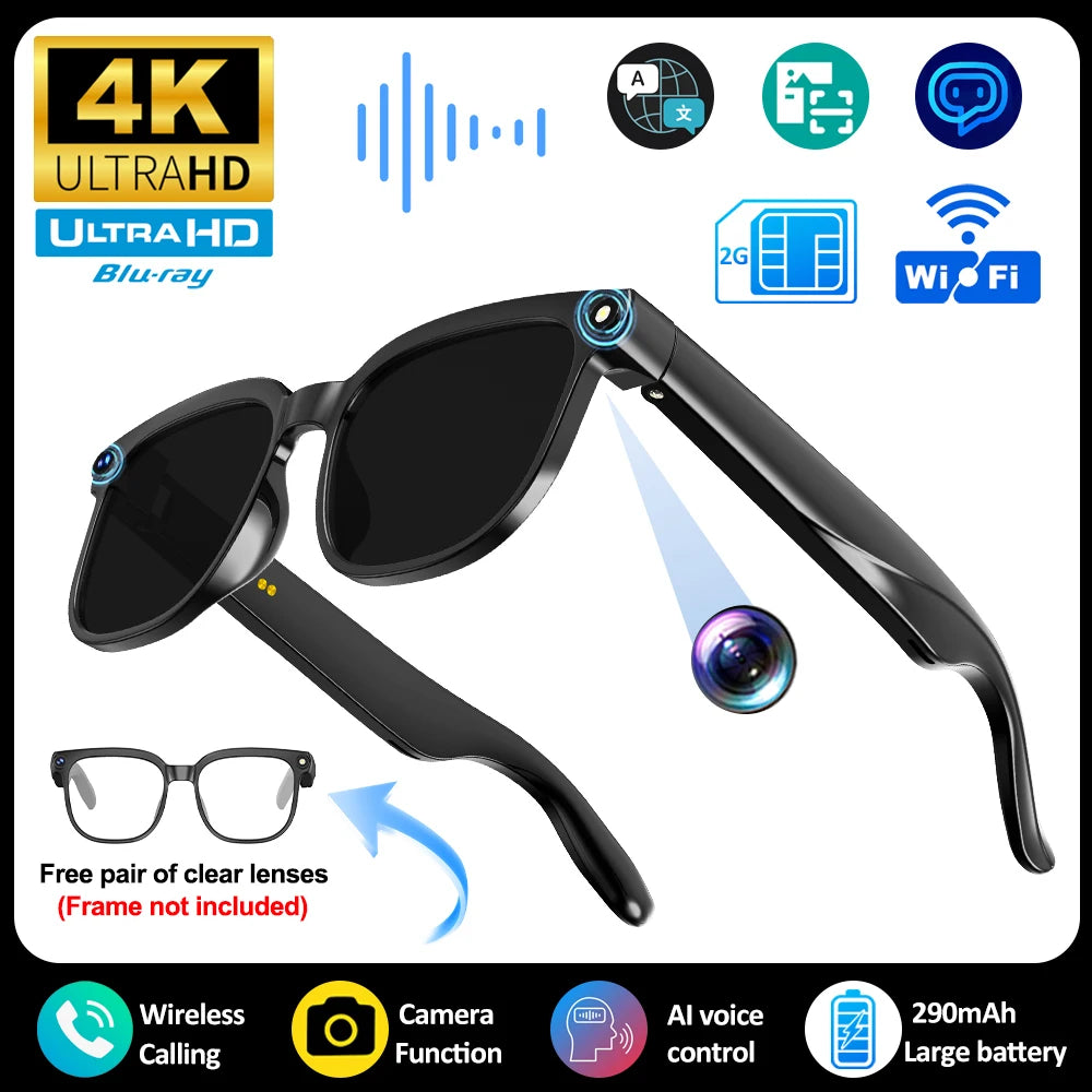 Men's AI Smart Glasses | Dual Camera Translation & Bluetooth Calling