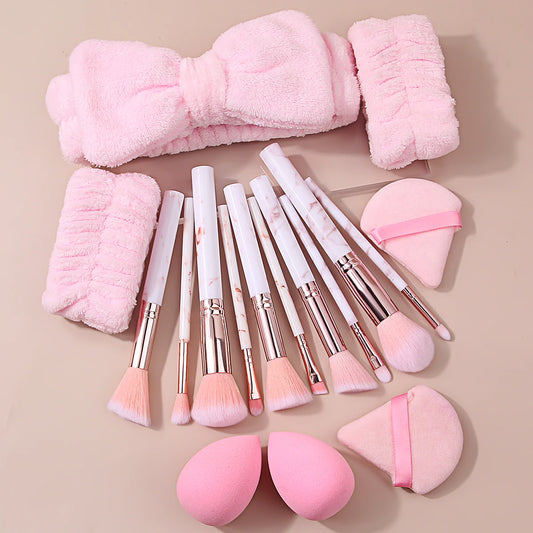 17PCS Pink Makeup Brush Set | Essential Beauty Tools for Flawless Looks