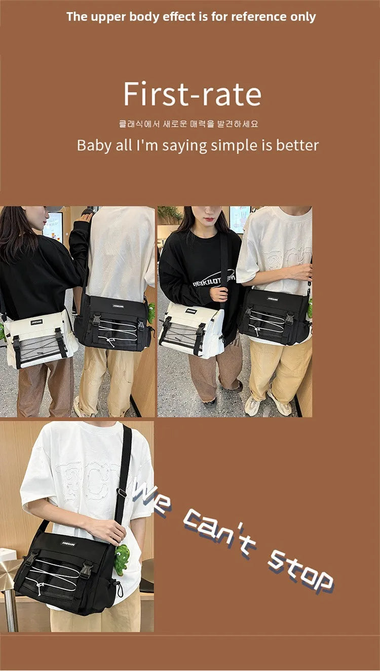 Bolso cruzado de nailon elegante para adolescentes | Bandolera multibolsillos