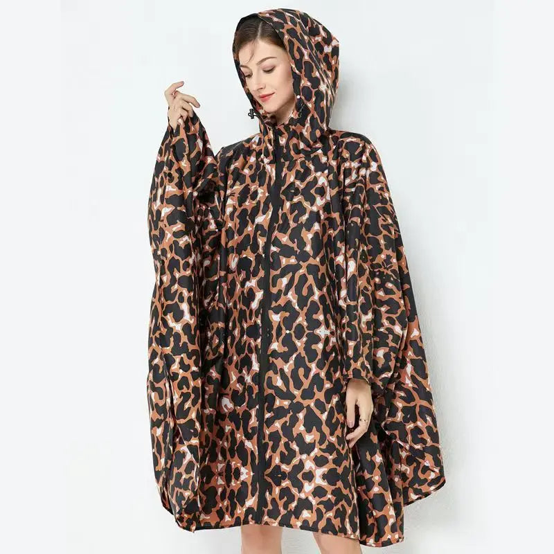 Lightweight Leopard Raincoat for Women | Waterproof Windproof Cloak
