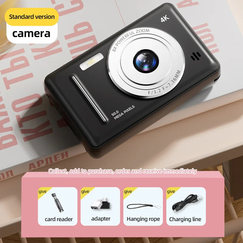 Portable 4K CCD Retro Digital Camera | 50MP Autofocus Photography