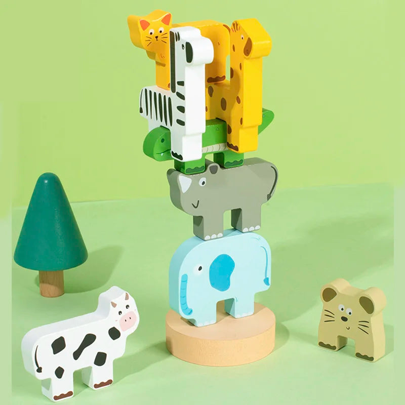 Educational Wooden Animal Stacking Block Game | Enhance Cognitive Skills