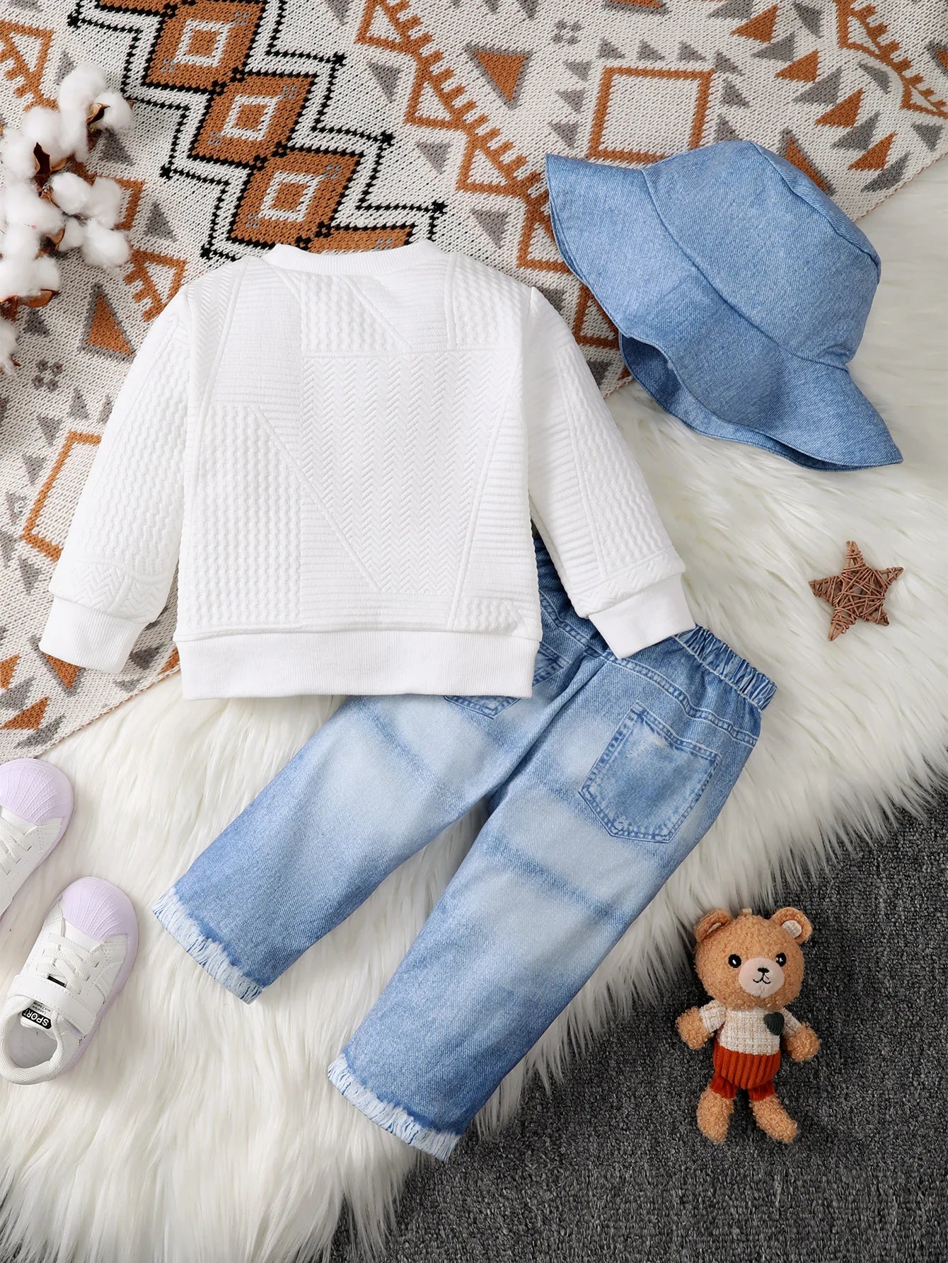 Trendy 3 Piece Baby Toddler Denim Clothing Set | Stylish Outfit