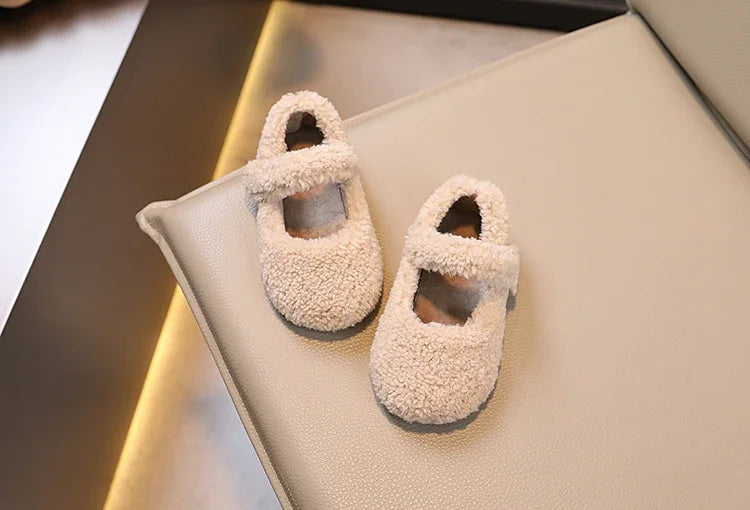 Cozy Velvet Mary Janes for Kids | Warm Plush Toe Winter Shoes