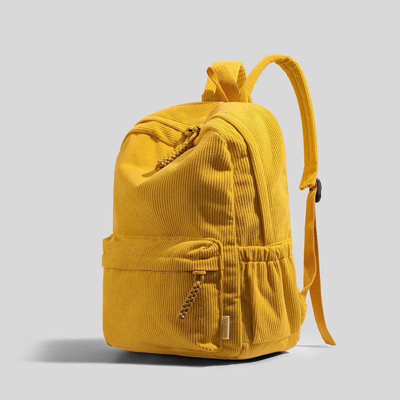Stylish Neutral Corduroy Backpack | Versatile Large Capacity Daypack
