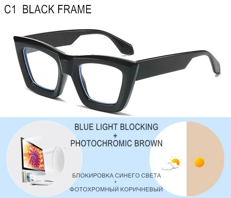 Custom Myopia Glasses | Stylish Butterfly Frame & Blue Light Blocking