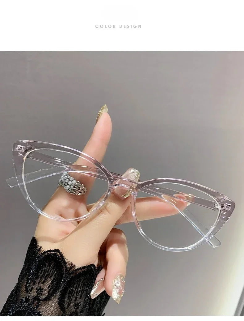 Fashionable cat-eye full-frame reading glasses, retro style, fashionable anti-blue light glasses, ladies' reading glasses